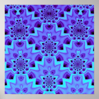 Maansblauw Mandala Fractale Geometrisch Patroon