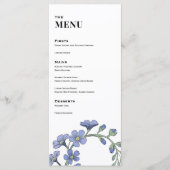 Maansblauw Moderne Bloemige Trouwdiner Menu (Voorkant)