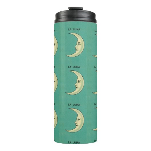 maansikkel La Luna blauwgroen en geel Thermosbeker (Voorkant)