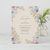 Maansluier Stof Lilac Anemone Bruiloft Kaart (Staand voorkant)
