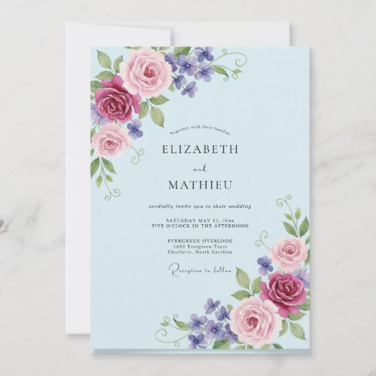 Maansluwe Mauve Bloem Huwelijk Kaart (Voorkant)