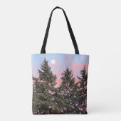 Maansopkomst bij zonsondergang met roze wolken tote bag (Achterkant)