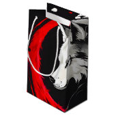 Maansrode witte wolf klein cadeauzakje (Achterkant Gekanteld)