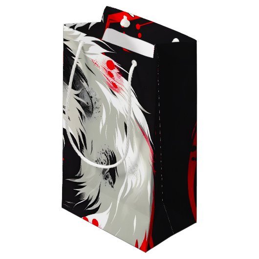 Maansrode witte wolf klein cadeauzakje (Voorkant Gekanteld)