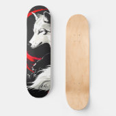 Maansrode witte wolf persoonlijk skateboard (Voorkant)