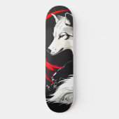 Maansrode witte wolf persoonlijk skateboard (Voorkant)