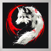 Maansrode witte wolf poster (Voorkant)
