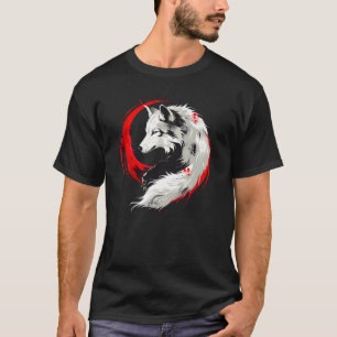 Maansrode witte wolf t-shirt
