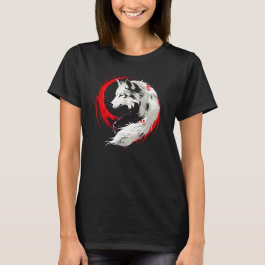 Maansrode witte wolf t-shirt (Voorkant)