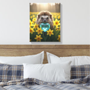 Maansteegel met aquamarijn Hart Canvas Afdruk