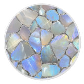 Maansteen en zilver- Mozaïek Cellen Keramische Knop (Voorkant)