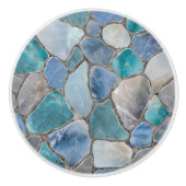 Maansteen, marmer en zilver- Mozaïekcellen Keramische Knop (Voorkant)