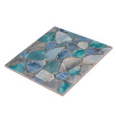 Maansteen, marmer en zilver- Mozaïekcellen Tegeltje (Zijkant)