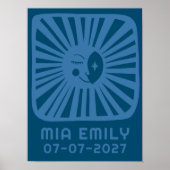 Maanstralen Mooie Maan VERJAARDAGSKUNST MET NAAM V Poster (Voorkant)