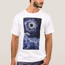 Maansverduistering Blauw en Wit Kleurrijk T-Shirt