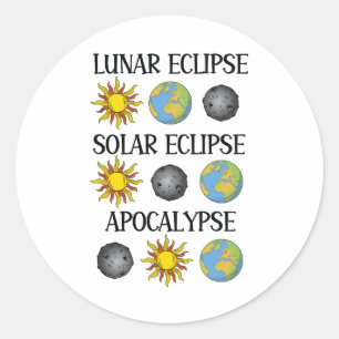 Maansverduistering Zonsverduistering Apocalyps Fun Ronde Sticker