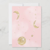 Maantje gold glitter roze wolken baby shower kaart (Achterkant)