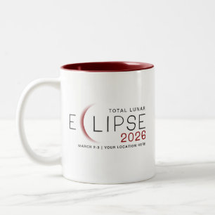 Maanverduistering 2026 Aangepaste Locatie Herdenki Tweekleurige Koffiemok