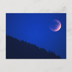 Maanverduistering boven bos Zug, Zwitserland Briefkaart