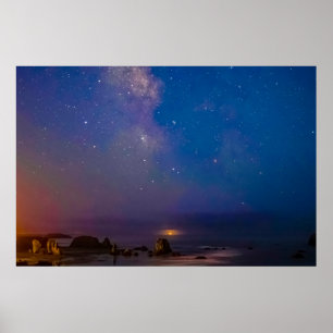 Maanverduistering & Melkweg   Bandon Beach, Oregon Poster