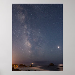 Maanverduistering & Melkweg   Bandon Beach Oregon Poster