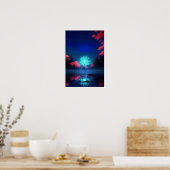 Maanverlicht mysterie, de raadselachtige boom bade poster (Keuken)