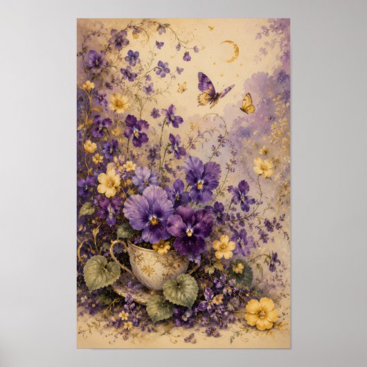 MAANVERLicht PAARSE THEETUIN KUNST Poster (Voorkant)