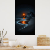 Maanverlicht pad: Strand Eenzaamheid Poster (Keuken)