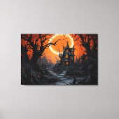 Maanverlicht spookhuis Manor Canvas Afdruk (Voorkant)
