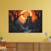 Maanverlicht spookhuis Manor Canvas Afdruk (Insitu (Woonkamer))