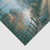 Maanverlicht stel dat langs rivierpad loopt Decoup Tissuepapier (Detail)