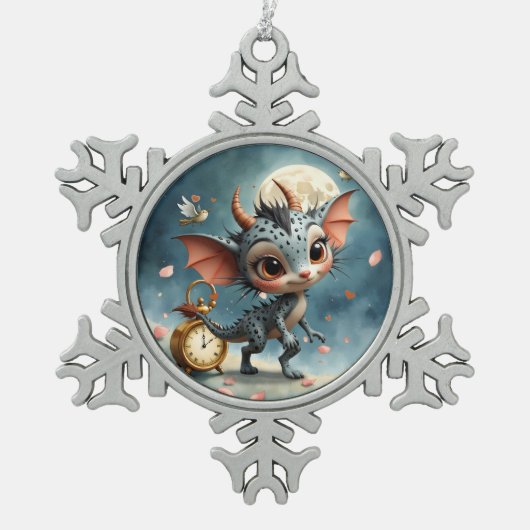 Maanverlicht Wezen Caelum Tickwing Tin Sneeuwvlok Ornament (Voorkant)