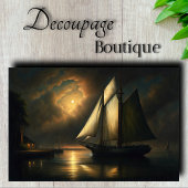 Maanverlicht Zeilschip Decoupage Tissuepapier