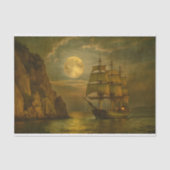 Maanverlicht Zeilschip Decoupage Tissuepapier (Voorkant)