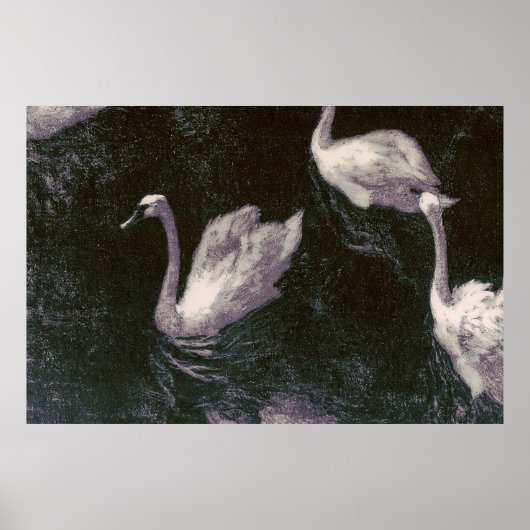 Maanverlicht Zwanenmeer Poster (Voorkant)