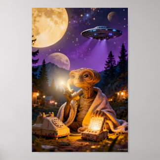 Maanverlichte Alien die vanuit de Heuvels Roept Po Poster