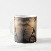 Maanverlichte baars: een solitaire vogel in scheme koffiemok (Voorkant links)