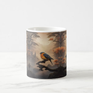 Maanverlichte baars: een solitaire vogel in scheme koffiemok