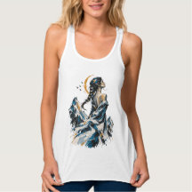 Maanverlichte Berg Muse Boho Kunst Dames Tank Top