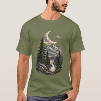 Maanverlichte Bergmeer Buitenavontuur T-shirt