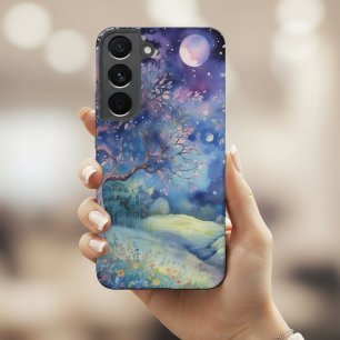 Maanverlichte betoverde bosnachtlandschap samsung galaxy hoesje