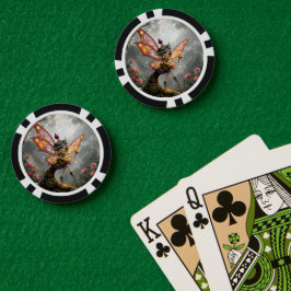 Maanverlichte Bewaarder van het Klokwerklicht. Poker Chips