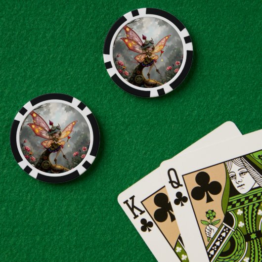 Maanverlichte Bewaarder van het Klokwerklicht. Poker Chips (Pokertafel (Dubbel))