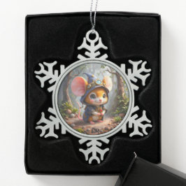 Maanverlichte Bewaarder van Kleine Wonderen.  Tin Sneeuwvlok Ornament