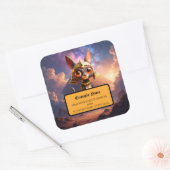 Maanverlichte Bewaker van het Eeuwige Zand. Vierkante Sticker (Envelop)