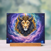 Maanverlichte Bewakers – Kosmische leeuw. Acryl Bord (Neutraal)
