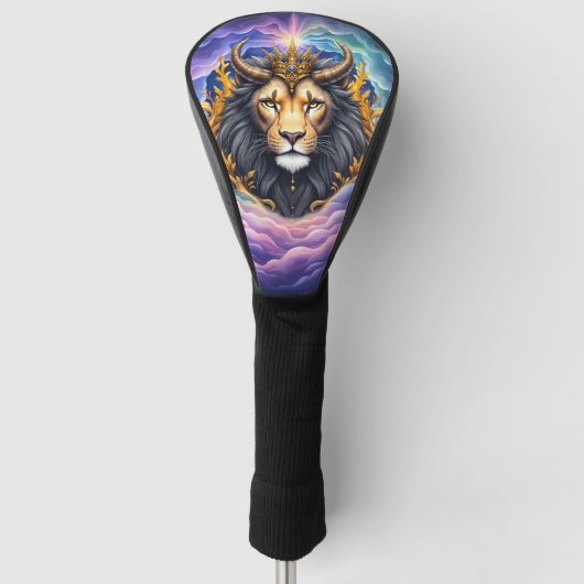 Maanverlichte Bewakers – Kosmische leeuw. Golfheadcover (Voorkant)