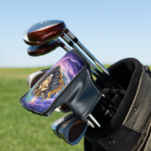 Maanverlichte Bewakers – Kosmische leeuw. Golfheadcover (Insitu)
