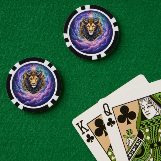 Maanverlichte Bewakers – Kosmische leeuw. Poker Chips (Pokertafel (Dubbel))
