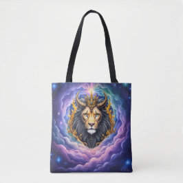 Maanverlichte Bewakers – Kosmische leeuw. Tote Bag